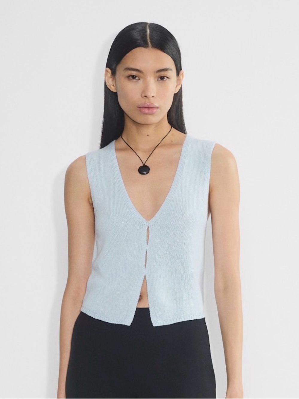 Wilfred Light Blue V-Neck Button-Front Knit Camisole